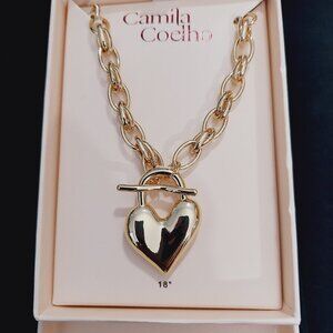 NIP Camila Coelho Gold Heart Necklace 18"